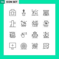 16 universell översikt tecken symboler av försäljning presentation läger styrelse resa redigerbar vektor design element