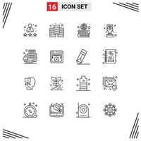 Stock Vector Icon Pack mit 16 Zeilenzeichen und Symbolen für Farm Award Books Trophäe brasilianische editierbare Vektordesign-Elemente