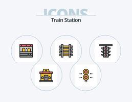 Bahnhofslinie gefüllt Icon Pack 5 Icon Design. Zug. Eisenbahnen. Bahnhof. Zug. Tür