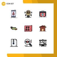 Aktienvektor-Icon-Pack mit 9 Zeilenzeichen und Symbolen für Finanzunternehmen Mind Dollar Healthbag editierbare Vektordesign-Elemente vektor