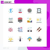 mobile schnittstelle flacher farbsatz von 16 piktogrammen von wifi smartphone navigation network process editable pack of creative vector design elements