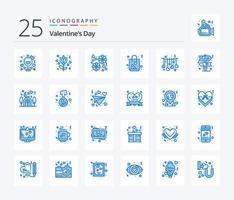 valentines dag 25 blå Färg ikon packa Inklusive kärlek. hängande. blomma. handla. gåva vektor