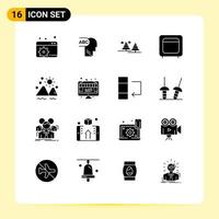 Stock Vector Icon Pack mit 16 Linienzeichen und Symbolen für Meer Bergkiefern Landschaft Geld editierbare Vektordesign-Elemente