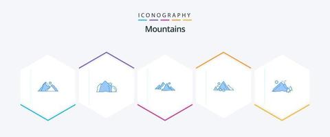 Berge 25 blaues Icon Pack inklusive Hügel. Berg. Natur. Baum. hügel vektor