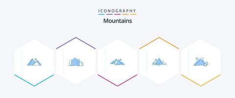 bergen 25 blå ikon packa Inklusive kulle. berg. natur. träd. kulle vektor