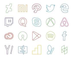 20 Social Media Icon Pack, einschließlich Google Play Adobe Question CC Air Bnb vektor