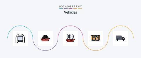 fordon linje fylld platt 5 ikon packa Inklusive . fordon. argosig. lastbil. fordon vektor