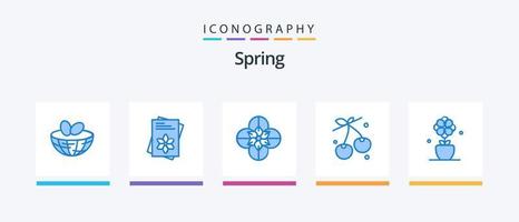 Spring Blue 5 Icon Pack inklusive Geschenk. Feder. Anemone. Lebensmittel. Beere. kreatives Symboldesign vektor