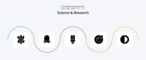 Science Glyph 5 Icon Pack inklusive . Sonne. hell. Struktur. Wissenschaft vektor