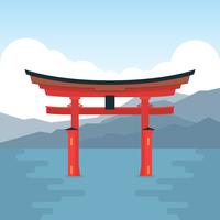 itsukushima helgedom torii japan vektor