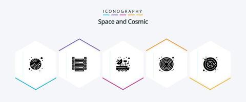 Plats 25 glyf ikon packa Inklusive stjärna. astronomi. satellit. nadir. astronomi vektor