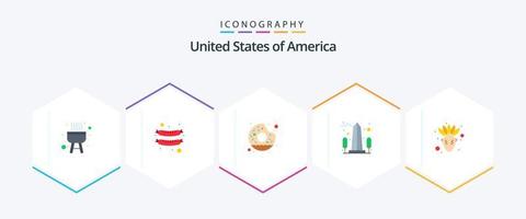 USA 25 platt ikon packa Inklusive tacksägelse. amerikansk. smaskigt. Washington. syn vektor