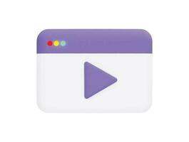 video-player-webseite play-taste video-streaming mit 3d-vektorsymbol cartoon minimalen stil vektor