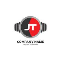 jt-Brief-Logo-Design-Ikone Fitness- und Musik-Vektorsymbol. vektor