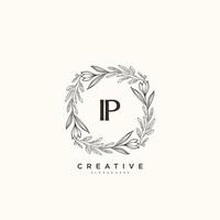 ip Beauty Vector Initial Logo Art, Handschrift Logo der Erstunterschrift, Hochzeit, Mode, Schmuck, Boutique, Blumen und Pflanzen mit kreativer Vorlage für jedes Unternehmen oder Geschäft.