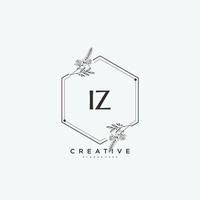 iz Beauty Vector Initial Logo Art, Handschrift Logo der Erstunterschrift, Hochzeit, Mode, Schmuck, Boutique, floral und botanisch mit kreativer Vorlage für jedes Unternehmen oder Geschäft.