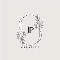 jp Beauty Vector Initial Logo Art, Handschrift Logo der Erstunterschrift, Hochzeit, Mode, Schmuck, Boutique, floral und botanisch mit kreativer Vorlage für jedes Unternehmen oder Geschäft.