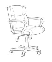 kontor stol isolerat linje konst. vektor illustration interiör möbel på vit bakgrund. kontor stol linje konst för färg bok.