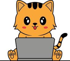 Katzen, die viele wissen wollen, indem sie im Internet surfen vektor