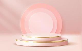 3D-gerenderter Luxus-Pastellgold-Rundpodium-Vitrinenvektor 3D-Rosa-Pastell-Rundhintergrund 241222 vektor