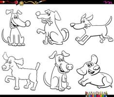 Cartoon Hunde und Welpen Farbbuch Seite vektor