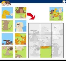Puzzlespiel mit Comic-Hundefiguren vektor
