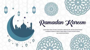 ramadan kareem arabicum islamic elegant vit och gyllene lyx prydnad bakgrund med arabicum mönster och dekorativ prydnad båge ram vektor