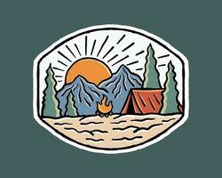 illustration av camping natur utomhus- vilda djur och växter för t-shirt, klistermärke, och bricka design vektor