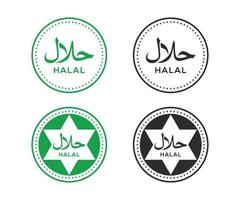 halal-lebensmitteletikettensammlung im runden stil. Halal-Logo-Design vektor