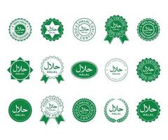 etikettensammlung für halal-lebensmittelzertifikate mit flachem design vektor