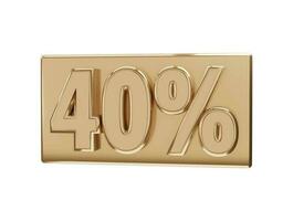 40 Prozent goldene Zahl mit 3D-Rendering vektor