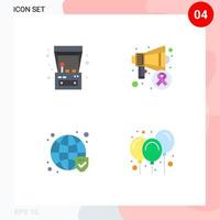 4 universell platt ikoner uppsättning för webb och mobil tillämpningar arkad maskin säkra spela cancer dag verified redigerbar vektor design element