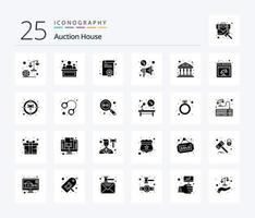 versteigere 25 solide Glyphen-Icon-Packs inklusive Gebäude. Galerie. Zertifizierung. Kunst. Megaphon vektor