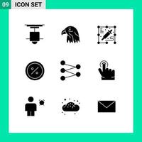 Solides Glyphenpaket mit 9 universellen Symbolen des Online-Handels usa E-Commerce editierbare Vektordesign-Elemente vektor