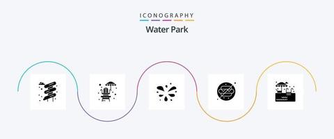 Wasserpark Glyphe 5 Icon Pack inklusive . Baden. Garten. Park. Park vektor