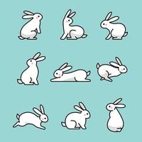 niedliches Kaninchen-Icon-Set vektor