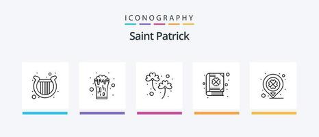 Saint Patrick Line 5 Icon Pack inklusive Glück. irisch. irisch. Irland. Papier. kreatives Symboldesign vektor