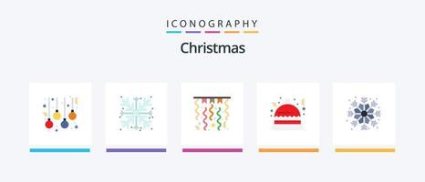 Christmas Flat 5 Icon Pack inklusive . Schneeflocke. Weihnachten. Weihnachten. Hut. kreatives Symboldesign vektor