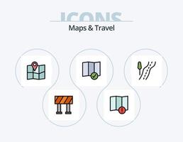 Karten und Reiseleitung gefüllt Icon Pack 5 Icon Design. . reisen. . Karte vektor