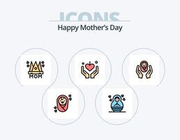 Happy Mothers Day Line gefüllt Icon Pack 5 Icon Design. bilden. Schönheit . Lippenstift . Hochzeitstorte vektor