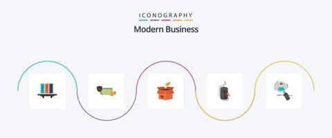 modern företag platt 5 ikon packa Inklusive produkt släpp. företag. företag. låda. pengar vektor
