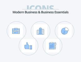 modernes Business und Business Essentials blau Icon Pack 5 Icon Design. Fall. Gepäck. Geschäft. reisen. Planung vektor