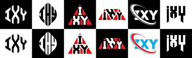 ixy brev logotyp design i sex stil. ixy polygon, cirkel, triangel, sexhörning, platt och enkel stil med svart och vit Färg variation brev logotyp uppsättning i ett rittavla. ixy minimalistisk och klassisk logotyp vektor