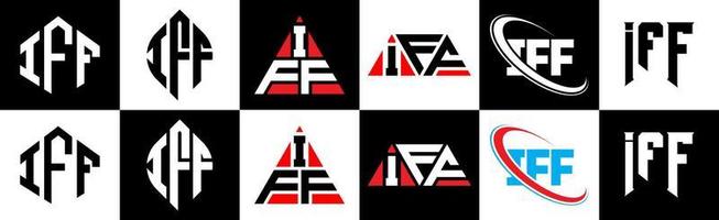 iff-Buchstaben-Logo-Design in sechs Stilen. iff-Polygon, Kreis, Dreieck, Sechseck, flacher und einfacher Stil mit schwarz-weißem Buchstabenlogo in einer Zeichenfläche. iff minimalistisches und klassisches Logo vektor