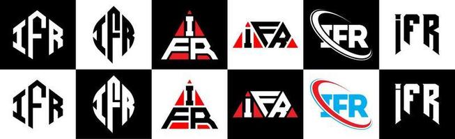 ifr-Buchstaben-Logo-Design in sechs Stilen. ifr polygon, kreis, dreieck, sechseck, flacher und einfacher stil mit schwarz-weißem buchstabenlogo in einer zeichenfläche. ifr minimalistisches und klassisches Logo vektor