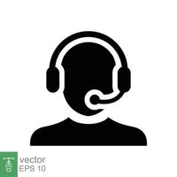 Telemarketer-Symbol. einfacher solider Stil. callcenter-betreiber mit headset, kundendienst, telemarketing-konzept. Glyphe schwarzes Symbol. vektorillustration isoliert. Folge 10. vektor