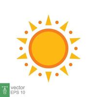Sonne-Symbol. einfacher flacher Stil. sonnenschein, sonnige gelbe morgenfarbe, sonnenaufgang, sommerkonzept. Vektorillustrationsdesign lokalisiert auf weißem Hintergrund. Folge 10. vektor