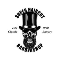 Super-Haarschnitt-Barbershop-Vektor für Emblem und Logo vektor