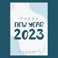 Lycklig ny år 2023 blå kort vektor
