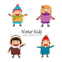 Rolig barnsymbol som bär vinterdräktsamling vektor